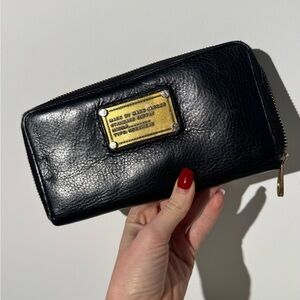 Marc By Marc Jacobs Black Leather Wallet with Gold Accent